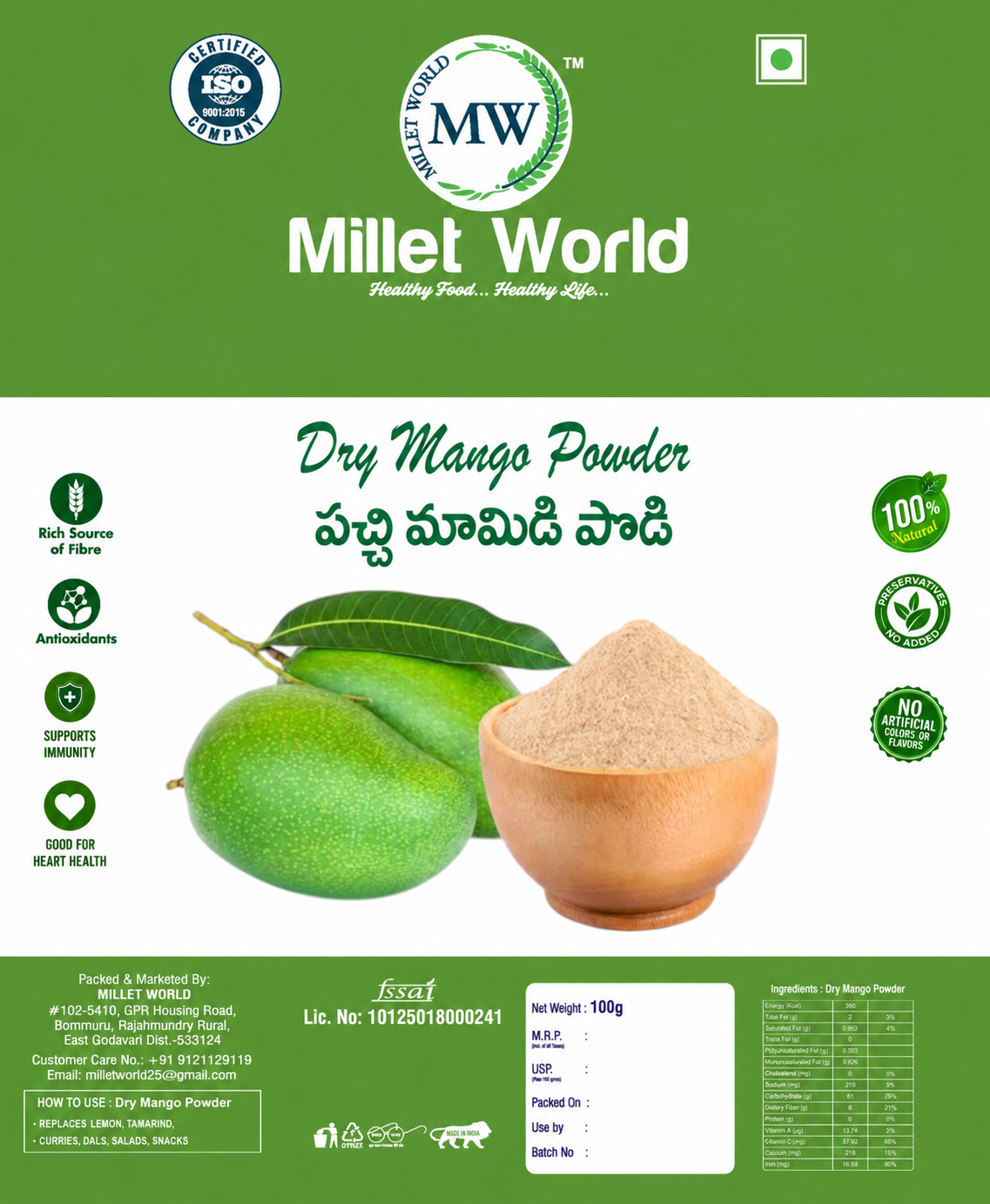 Dry mango powder